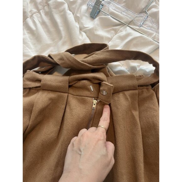 Wray Abby Wool Pant Brown Wide Leg Belted Size 4 - Picture 8 of 11